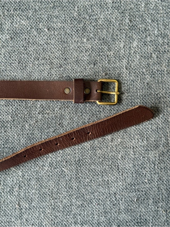 Roots Accessories - Roots Brown Leather Belt with Brass Buckle